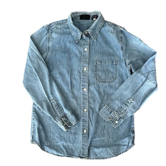 Vintage Y2K Gap Denim button down blue shirt ladies size large - Picture 1 of 13